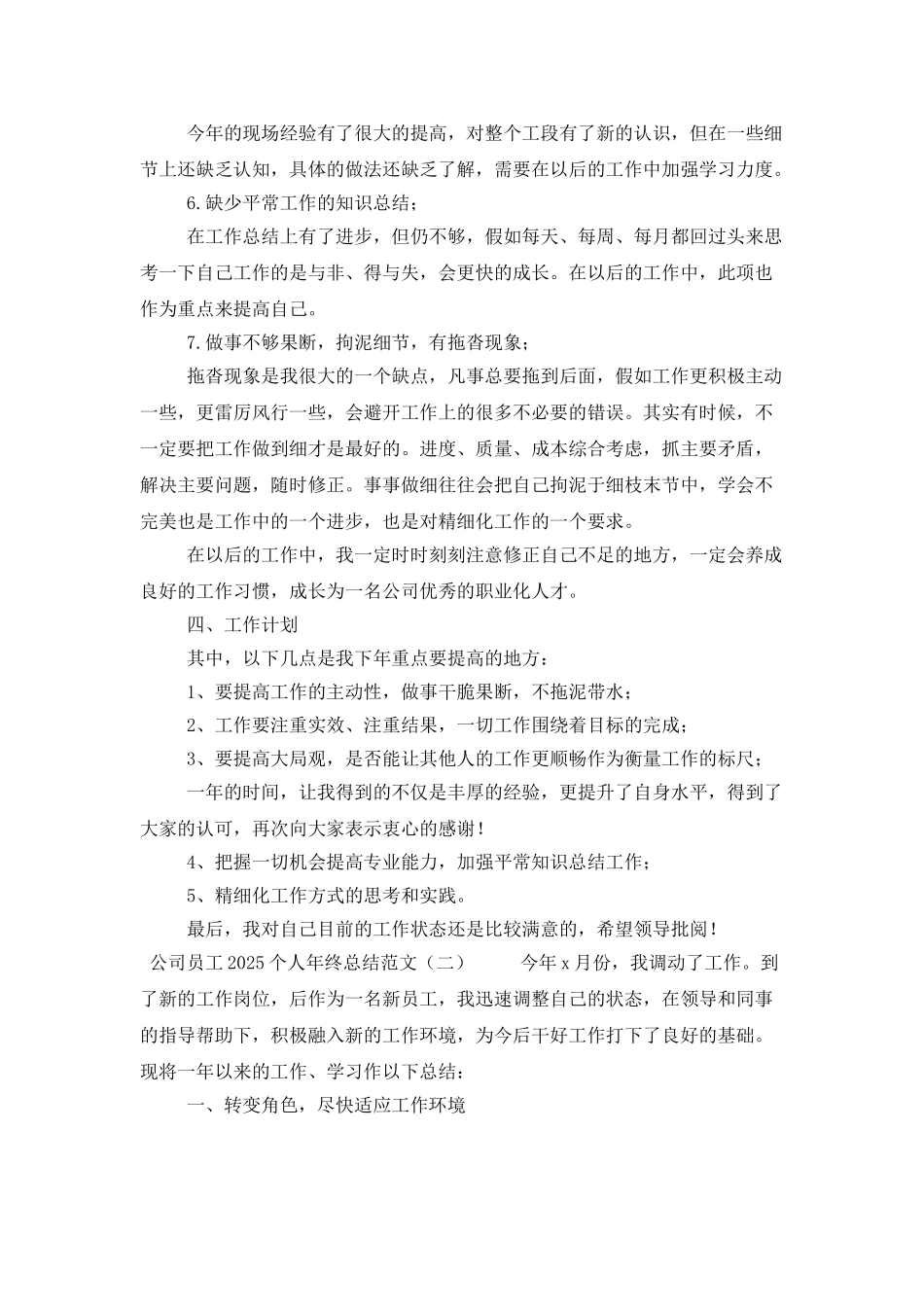 公司员工2025个人年终总结范文_第3页