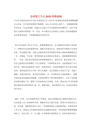 公司员工个人2025年终总结