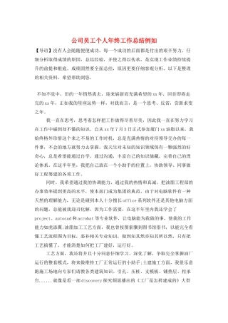 公司员工个人年终工作总结示例