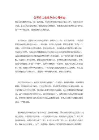 公司员工在家办公心得体会