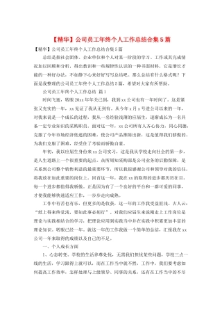公司员工年终个人工作总结合集5篇