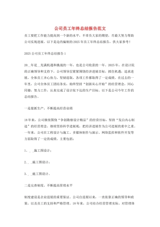 公司员工年终总结报告范文
