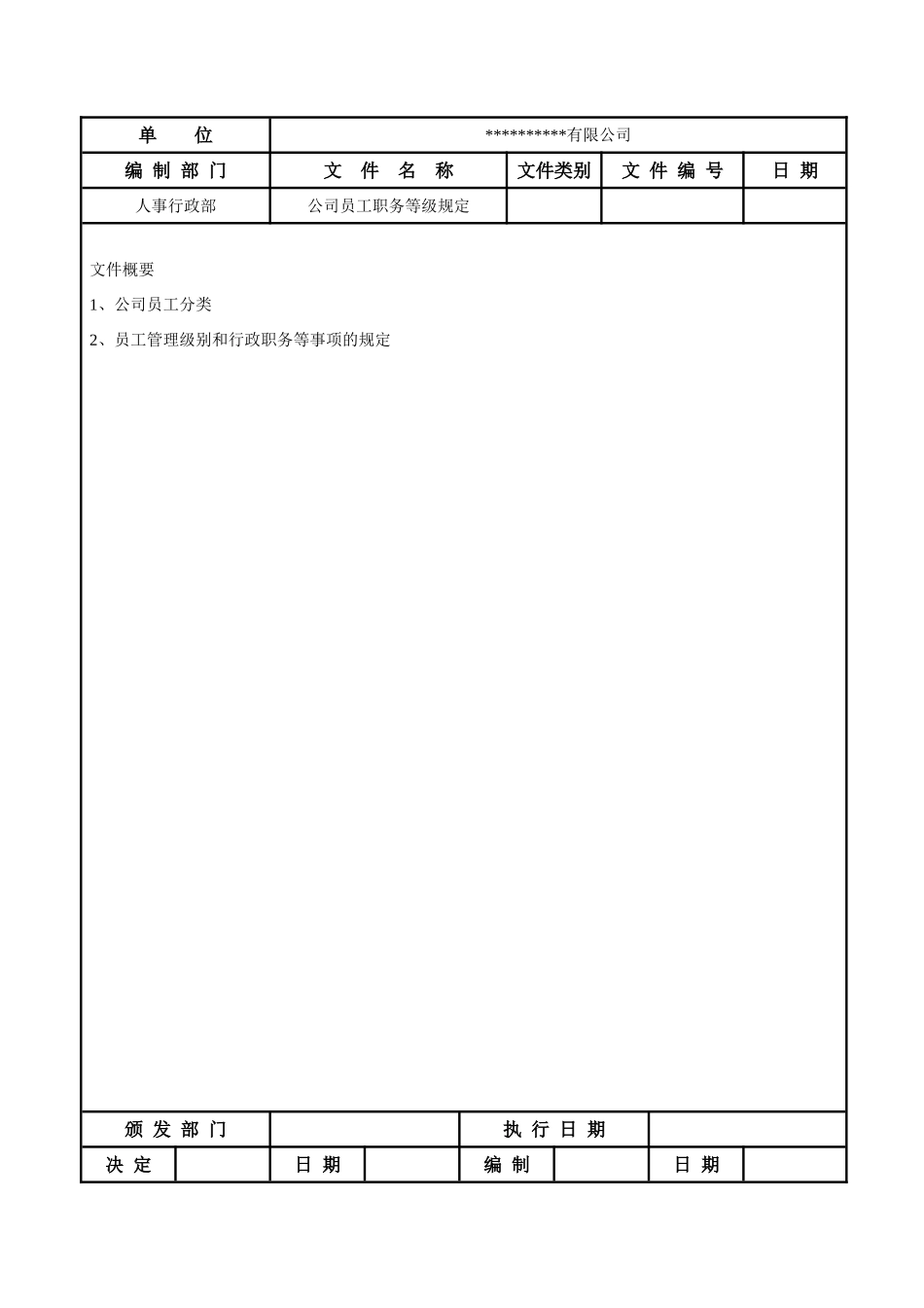 公司员工职务等级规定_第1页