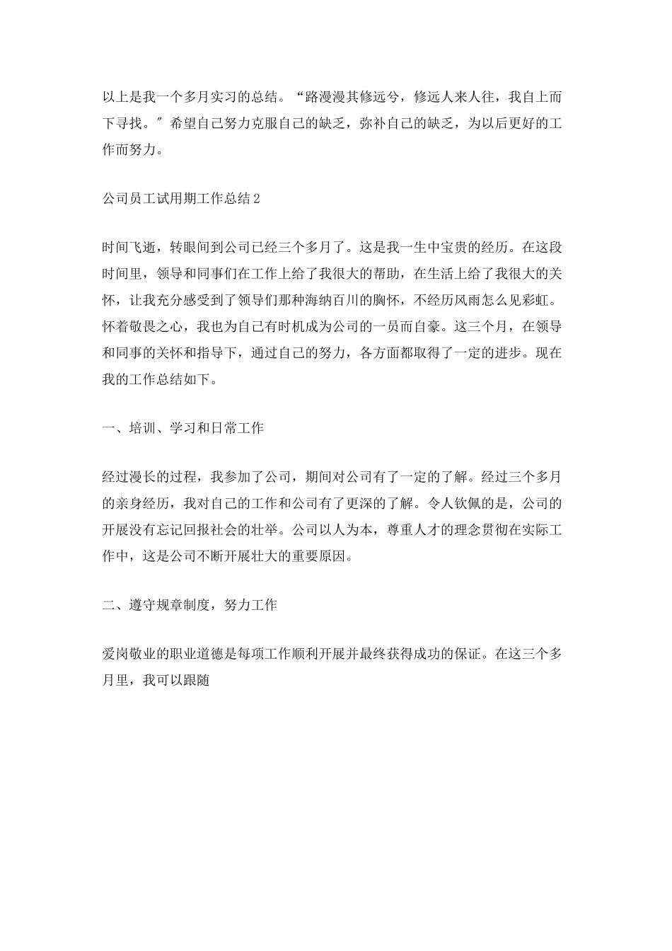 公司员工试用期工作总结5篇_第3页