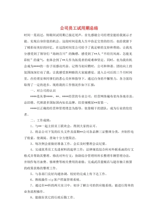 公司员工试用期总结