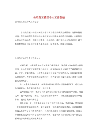 公司员工转正个人工作总结