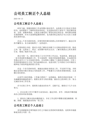 公司员工转正个人总结