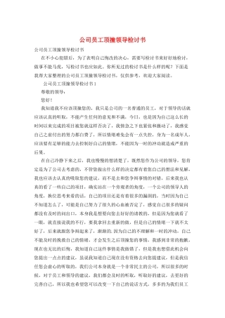 公司员工顶撞领导检讨书