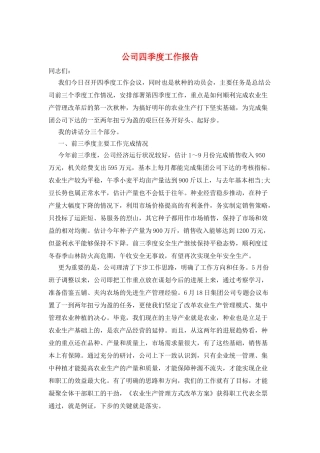 公司四季度工作报告