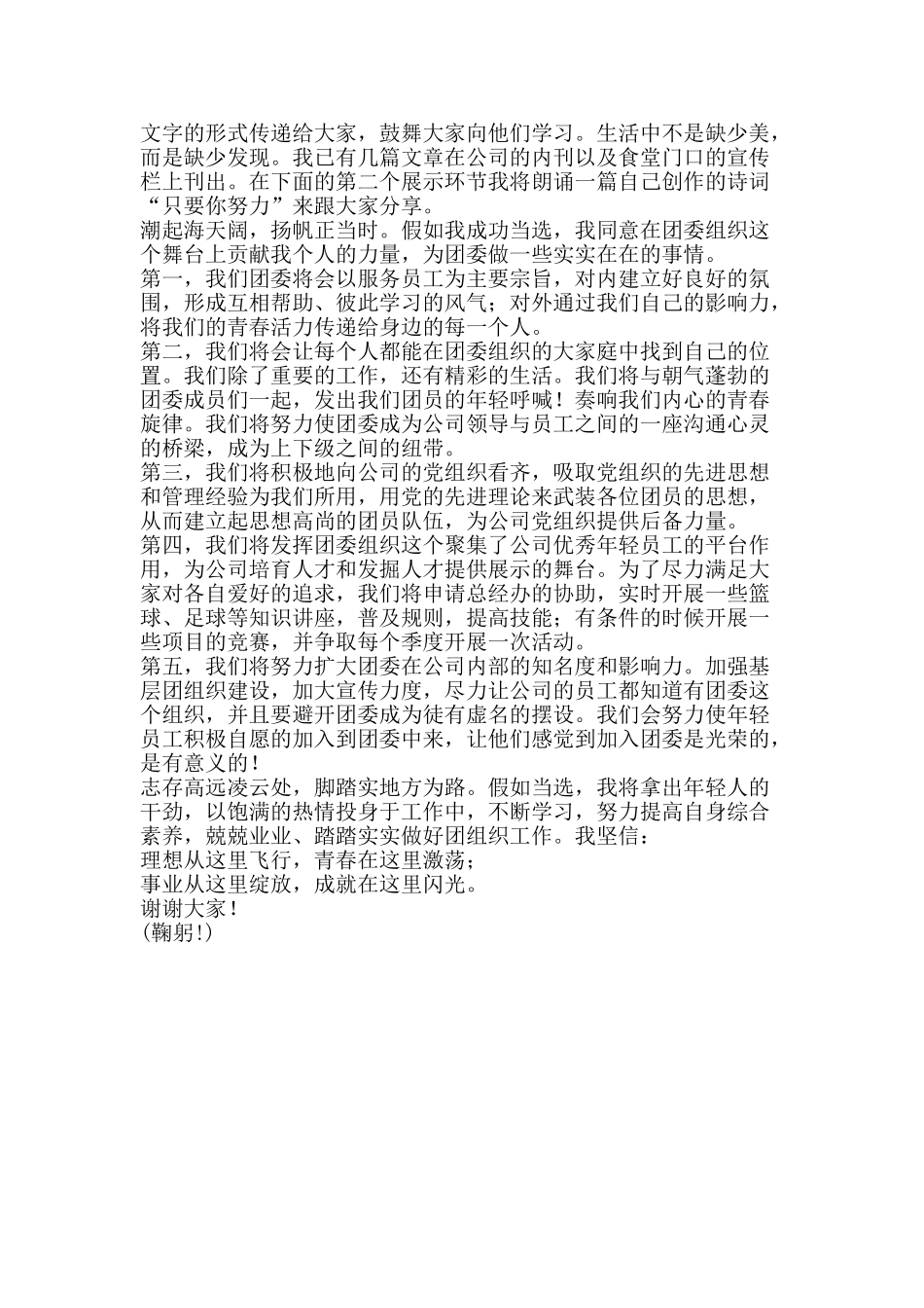 公司团委竞选决赛演讲稿_第2页