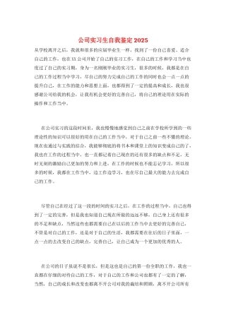 公司实习生自我鉴定2025