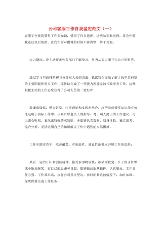 公司客服工作自我鉴定范文(一)