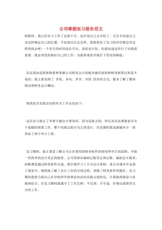 公司寒假实习报告范文