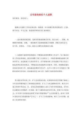 公司宣传部长个人述职