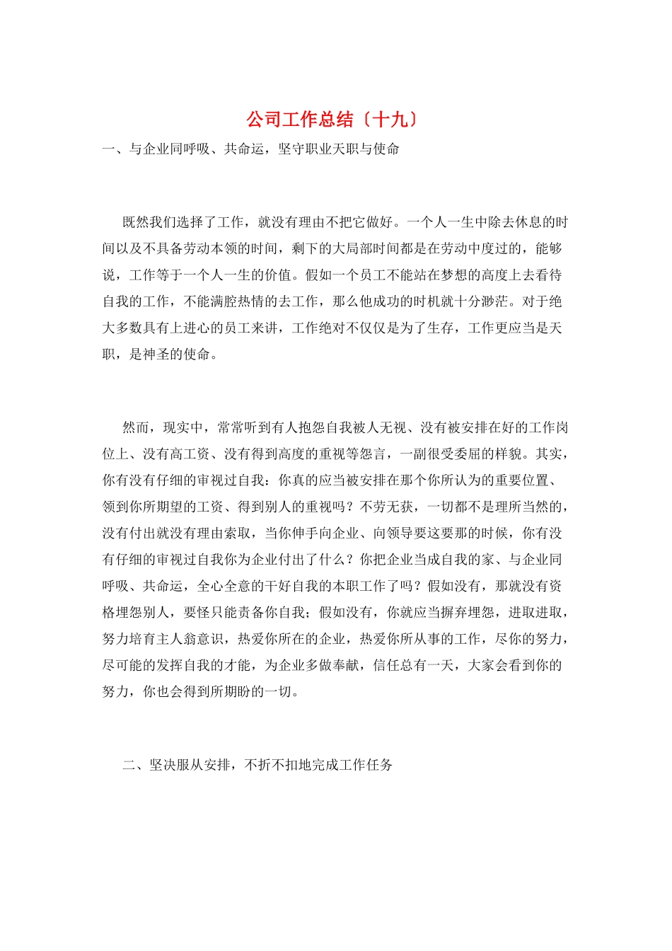 公司工作总结(十九)_第1页