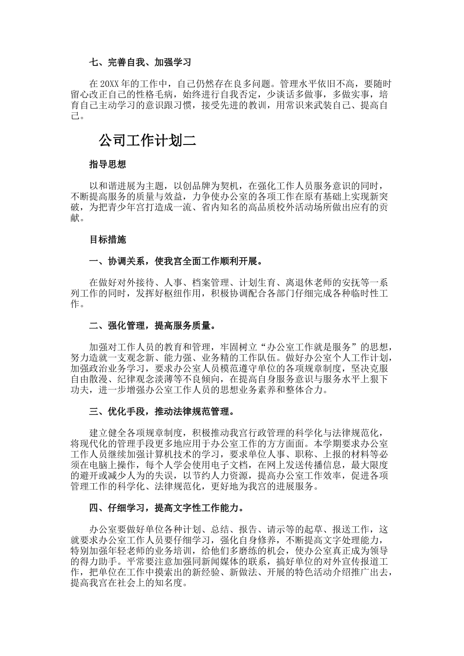 公司工作计划模板精选-699931_第2页