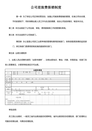 公司差旅费报销制度