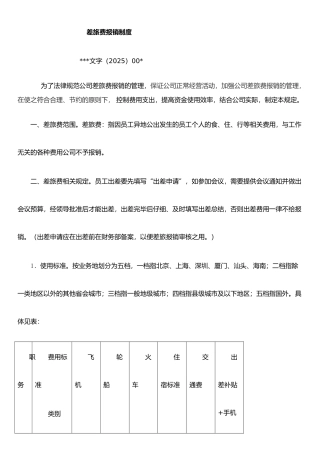 公司差旅费报销制度word模板