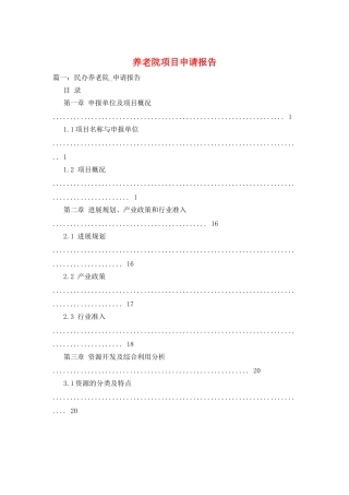 养老院项目申请报告