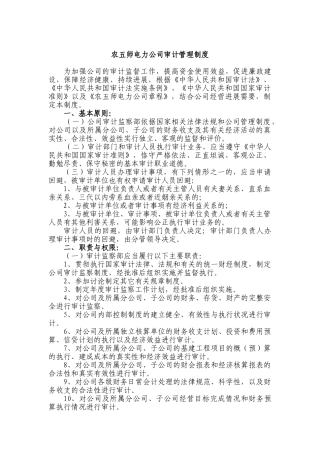 农五师电力公司审计管理制度