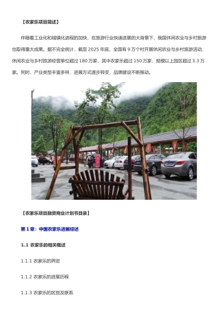 农家乐项目融资商业计划书