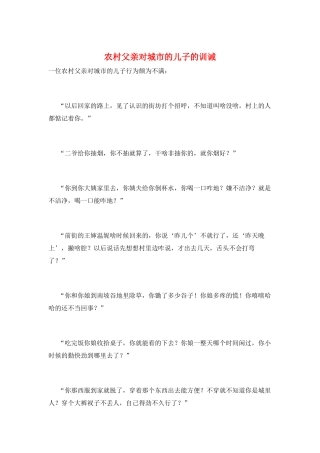 农村父亲对城市的儿子的训诫