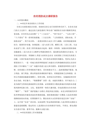 农村消防试点调研报告