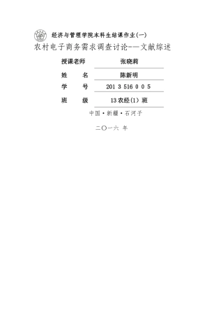 农村电子商务需求调查研究——文献综述