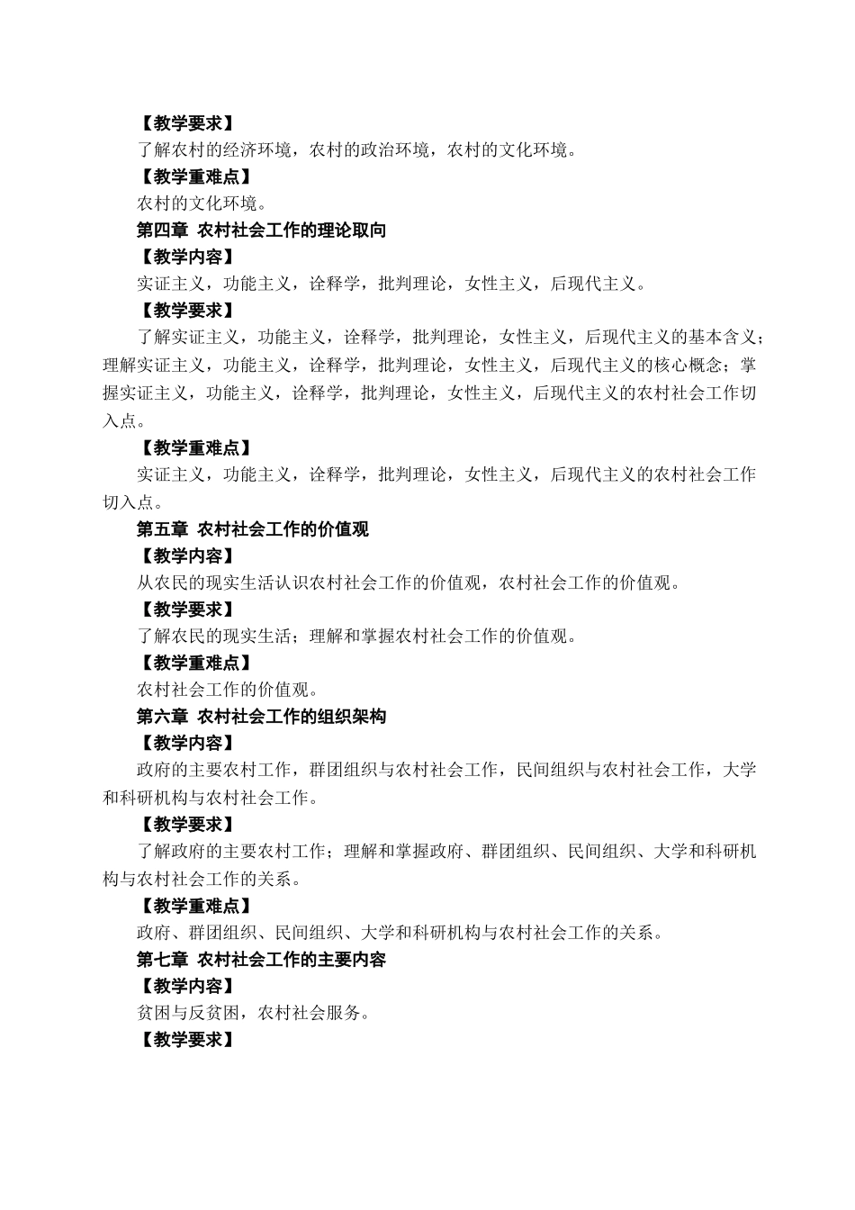 农村社会工作教学大纲_第2页