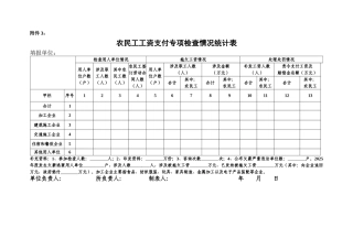 农民工工资支付专项检查情况统计表