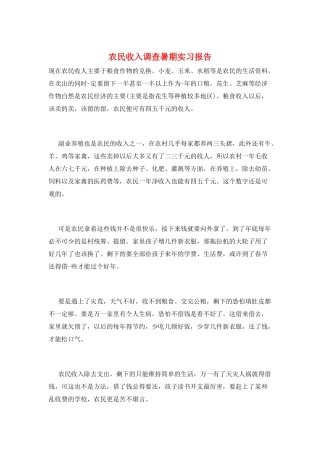 农民收入调查暑期实习报告