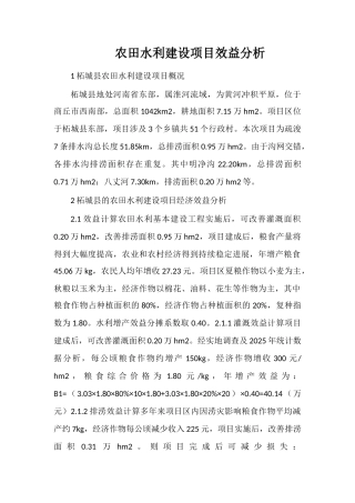 农田水利建设项目效益分析