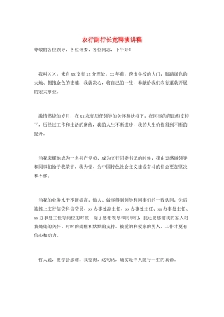 农行副行长竞聘演讲稿