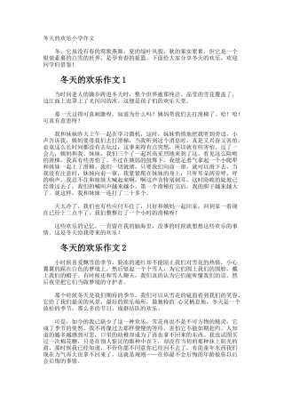 冬天的快乐小学作文