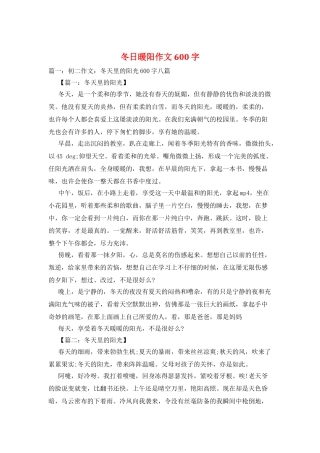 冬日暖阳作文600字