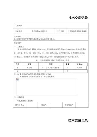 冲击钻钻孔桩钻进及成桩技术交底