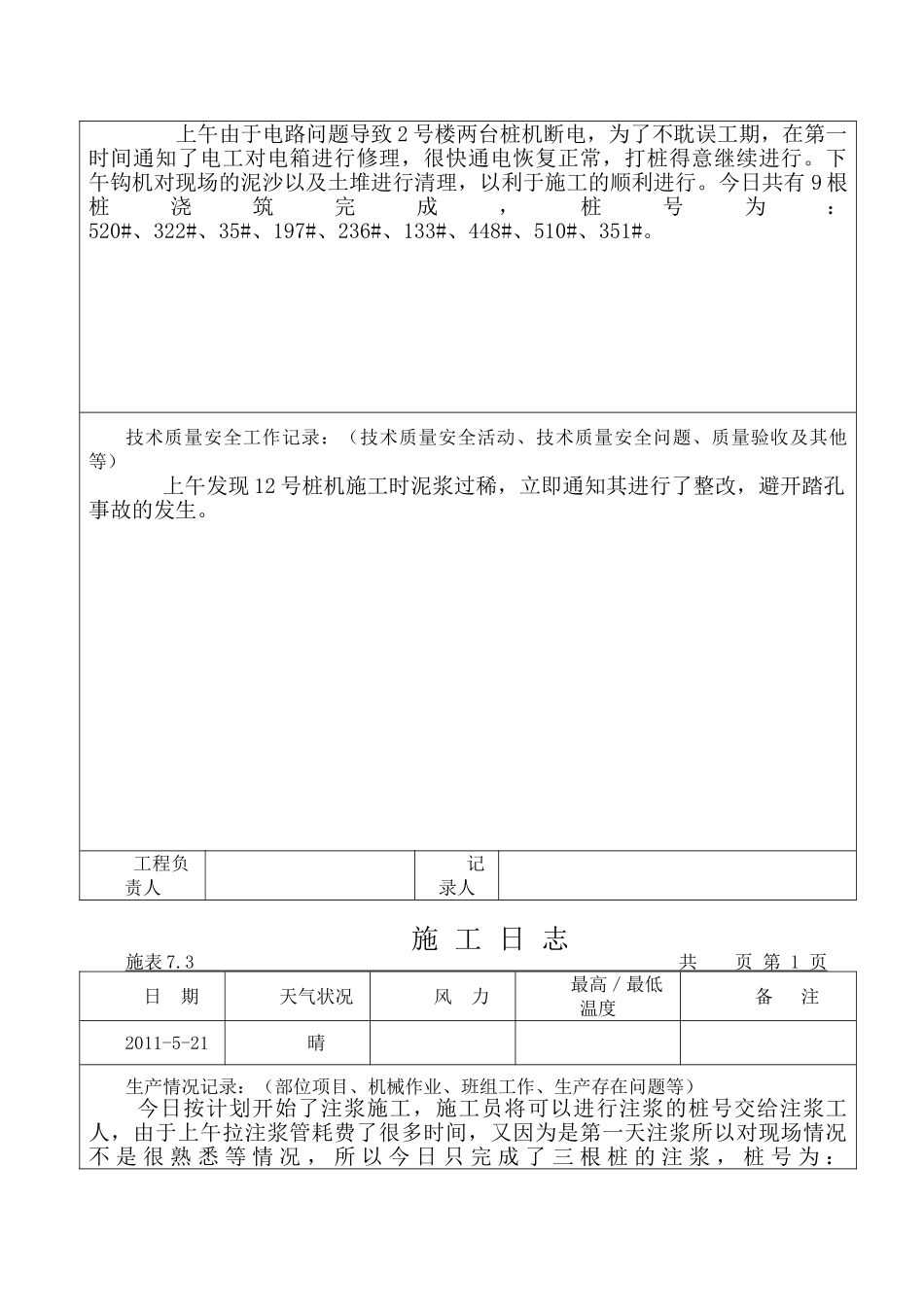 冲孔灌注桩施工日志_第2页