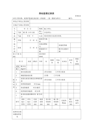 冲孔灌注桩旁站记录