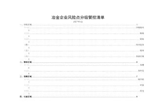 冶金企业风险点分级管控清单