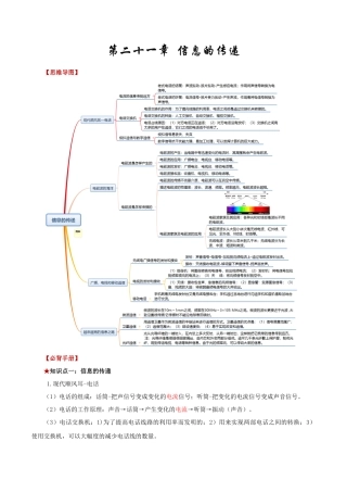 2026年中考物理必背知识手册（思维导图+背诵手册）第二十一章++信息的传递