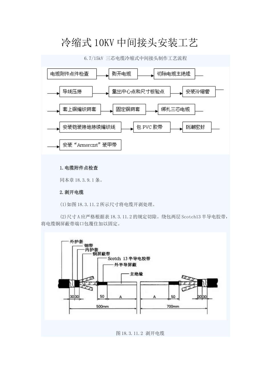 冷缩式10KV中间接头安装工艺_第1页