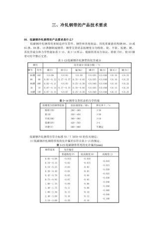 冷轧钢带的产品技术要求和冷轧工艺参数测量
