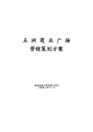 凌峻房地产沈阳市五洲商业广场营销策划方案