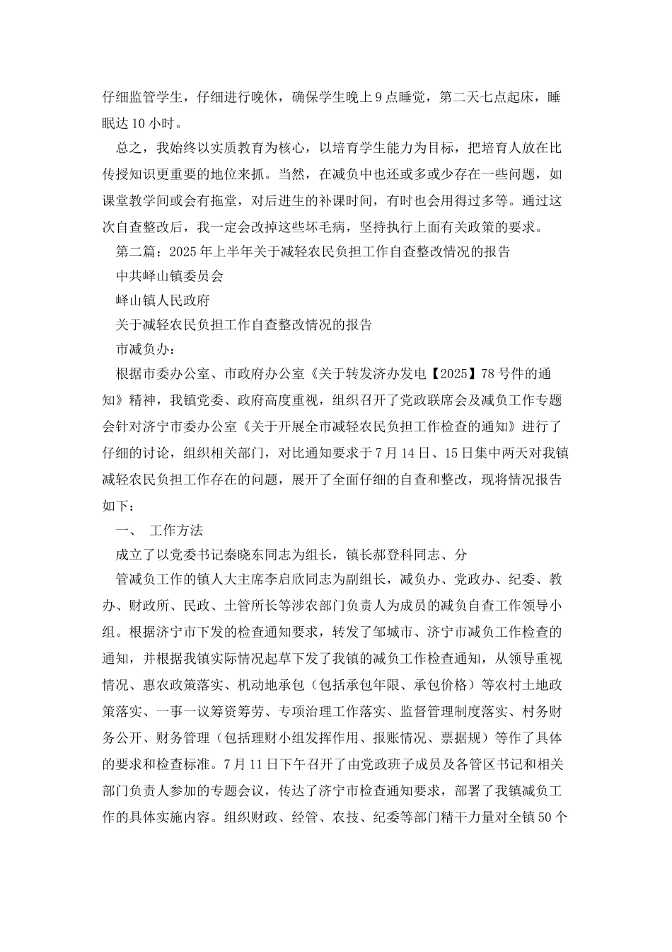 减轻小学生负担工作自查整改报告_第2页