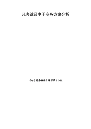凡客诚品电子商务方案分析