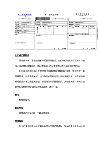 出口收汇核销单