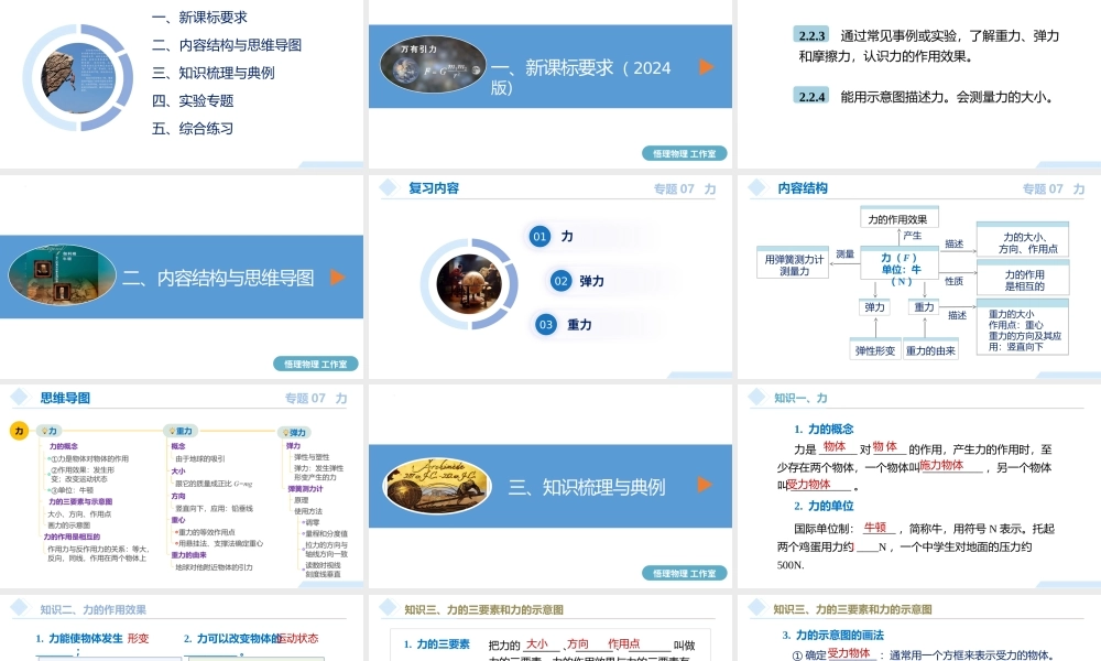 2026年中考物理一轮复习重难点一遍过专题07 力（课件）