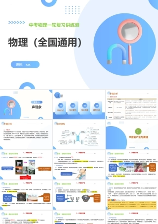 2026年中考物理一轮复习讲-练-测专题01  声现象(核心知识精讲课件）