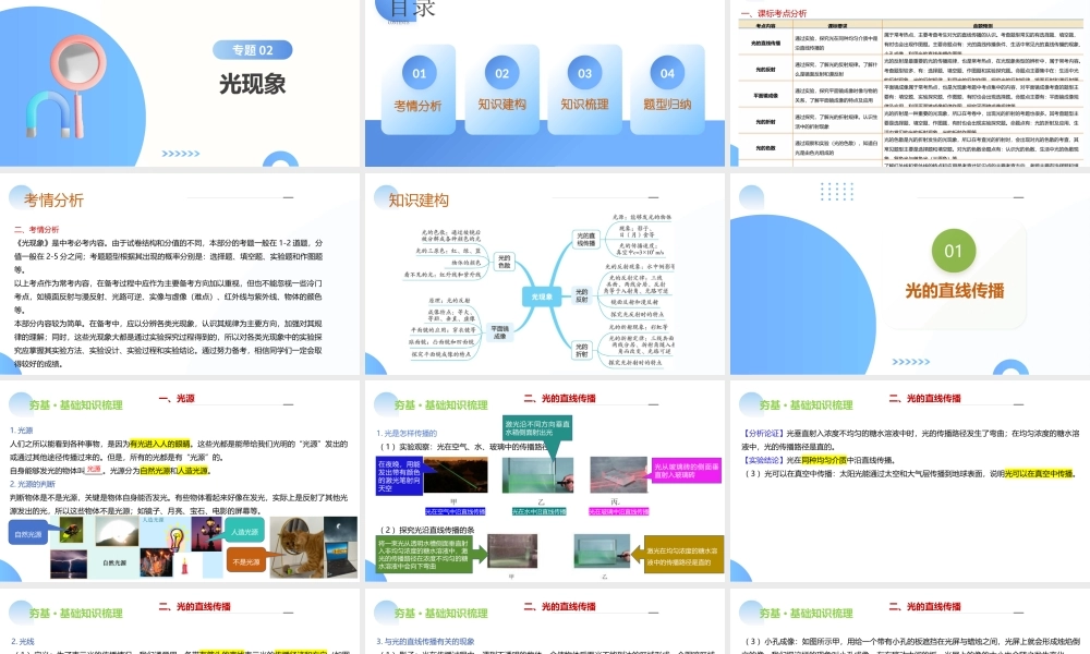 2026年中考物理一轮复习讲-练-测专题02  光现象(核心知识精讲课件）