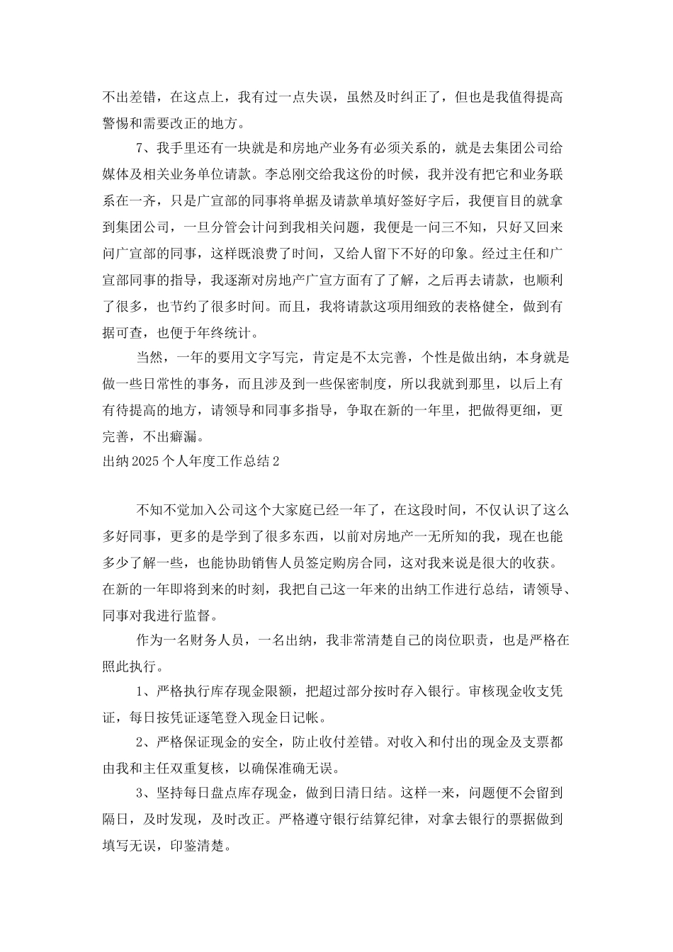 出纳2025个人年度工作总结_第2页